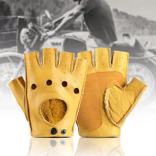 Fingerless Leather Motorcycle Gloves – Half Finger Riding Gloves