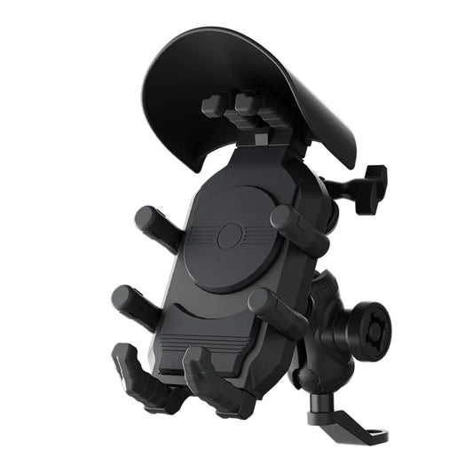 Motorcycle Phone Mount with Sunshade & Anti-Theft Lock – 360° GPS Navigation Holder