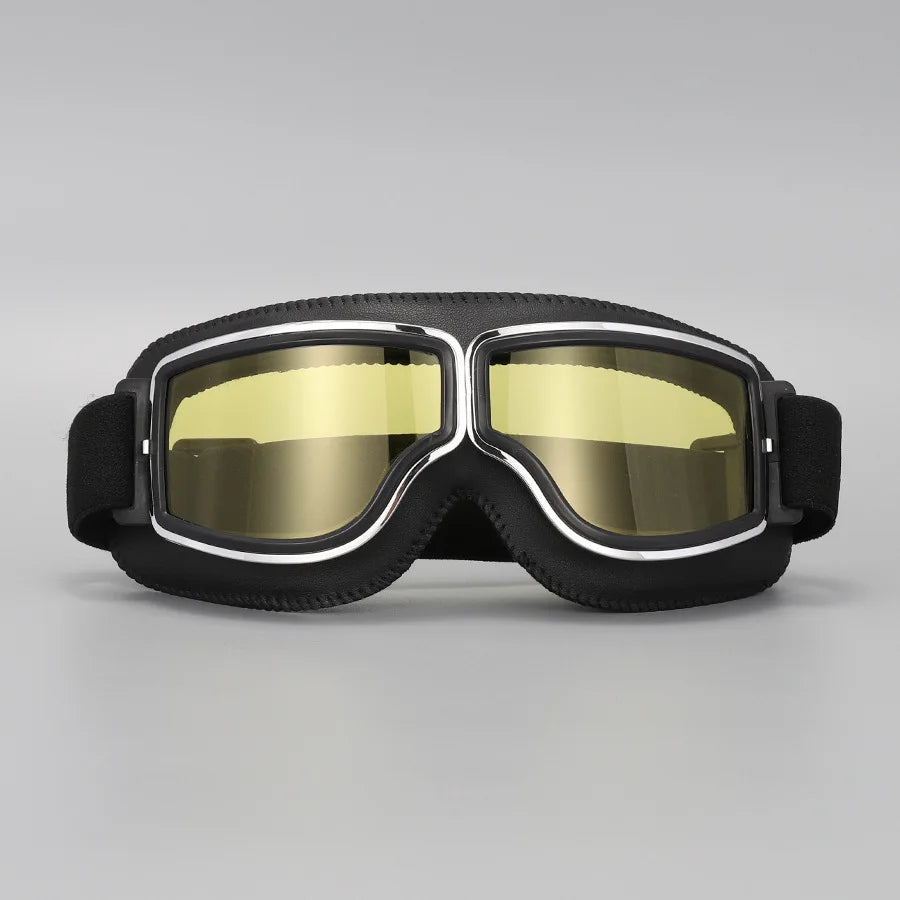 Retro Leather Motorcycle Goggles – Vintage Windproof Riding Glasses