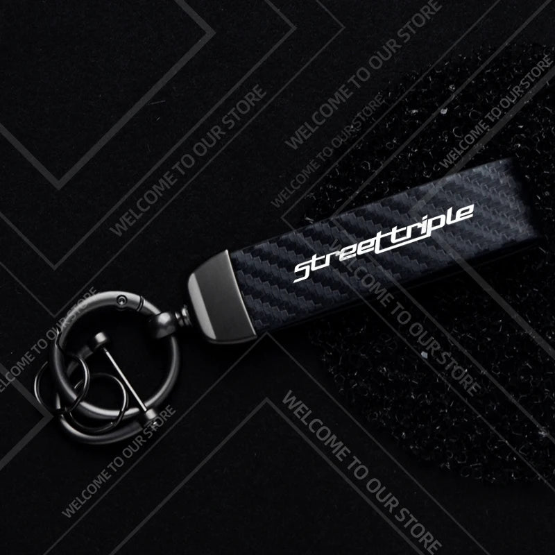Motorcycle Logo Keychain – Zinc Alloy & PU Leather Rider Key Ring
