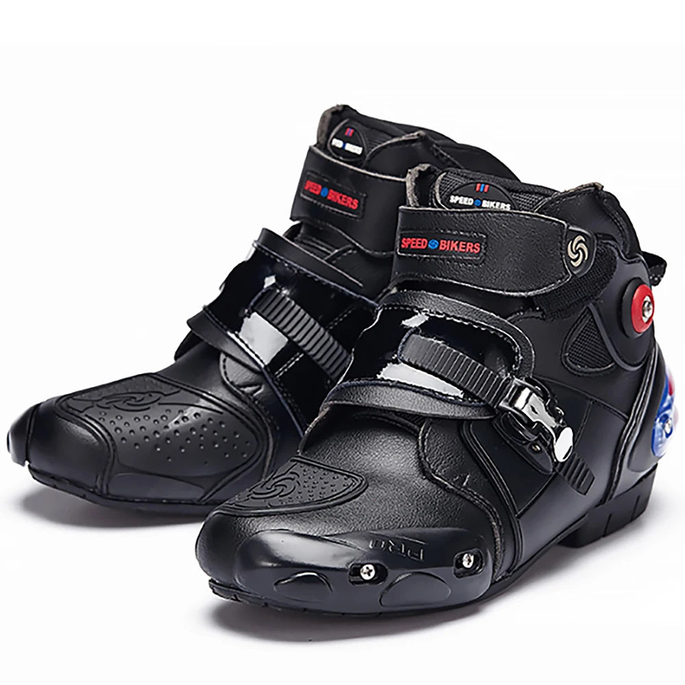 Men's Microfiber Leather Motorcycle Ankle Boots – Non-Slip Racing Riding Shoes