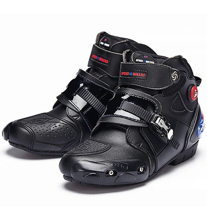 Men's Microfiber Leather Motorcycle Ankle Boots – Non-Slip Racing Riding Shoes