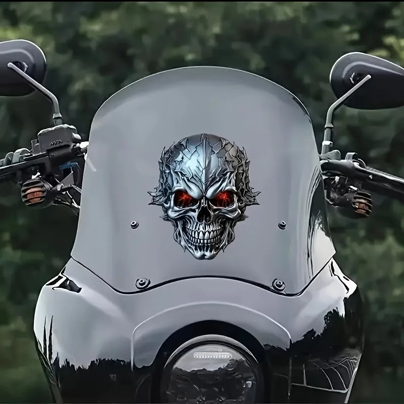 3D Metal Skull Stickers for Motorcycles – Waterproof PVC Decal