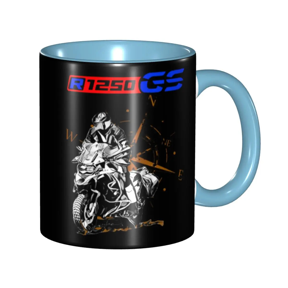 Adventure Motorcycle Ceramic Coffee Mug – Two-Tone Biker Gift Cup 330ml