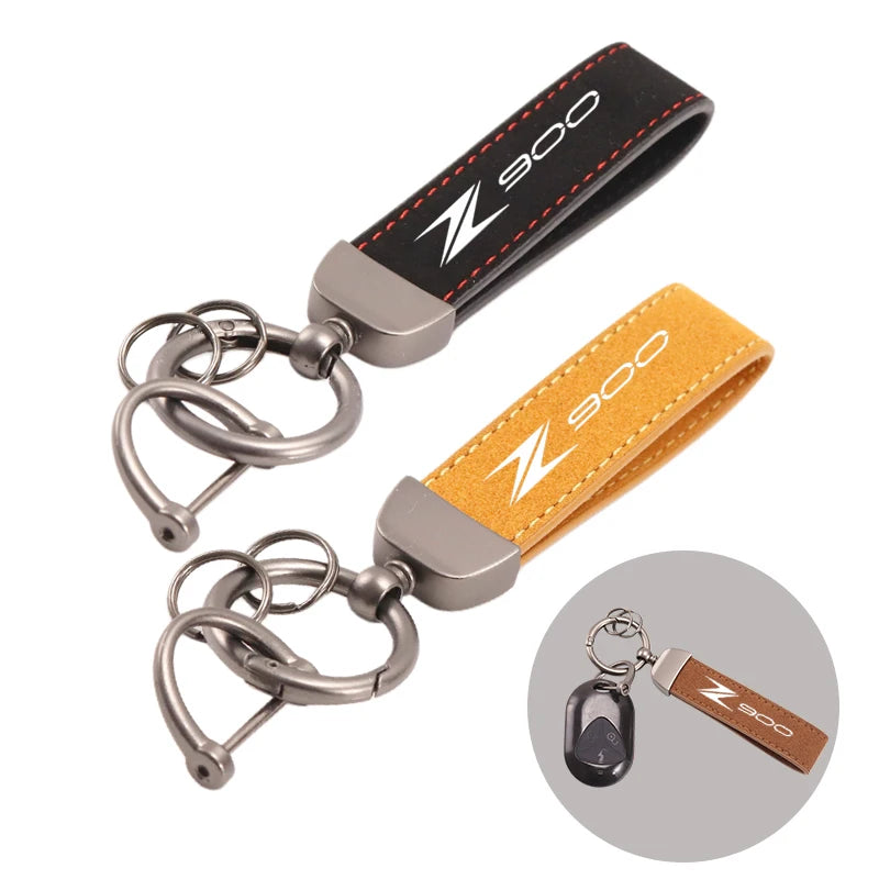 High-Grade Leather Motorcycle Keychain Holder & Keyring