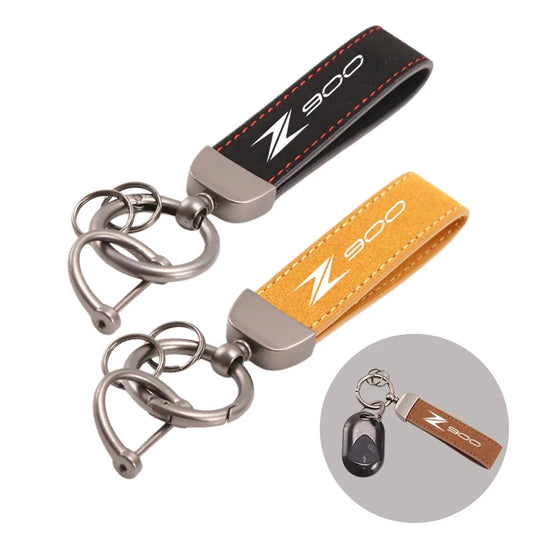 High-Grade Leather Motorcycle Keychain Holder & Keyring