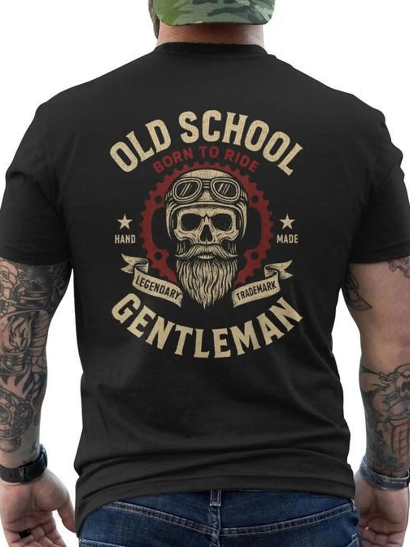 Men's Retro Motorcycle Graphic T-Shirt – Skull Born to Ride
