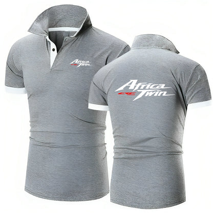 Men's Motorcycle Graphic Short Sleeve Polo Shirt