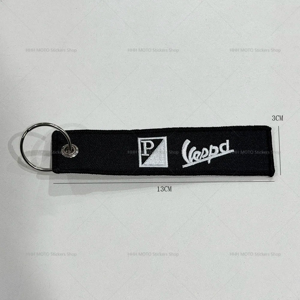 Double-Side Embroidered Motorcycle Keychain | Moto Key Strap Pendant
