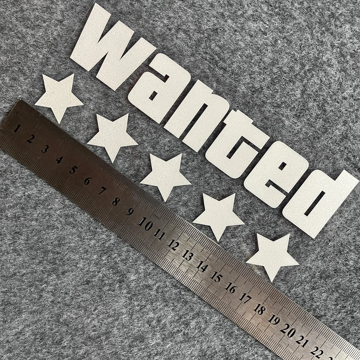 WANTED Holographic Laser Motorcycle Sticker – Waterproof Vinyl Decal