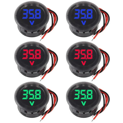 Kit com 2 voltímetros digitais redondos de LED, CC 4-100V – Medidor de tensão para painel