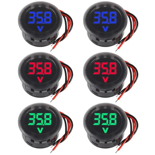 2-Pack Round LED Digital Voltmeter DC 4-100V – Panel Voltage Gauge
