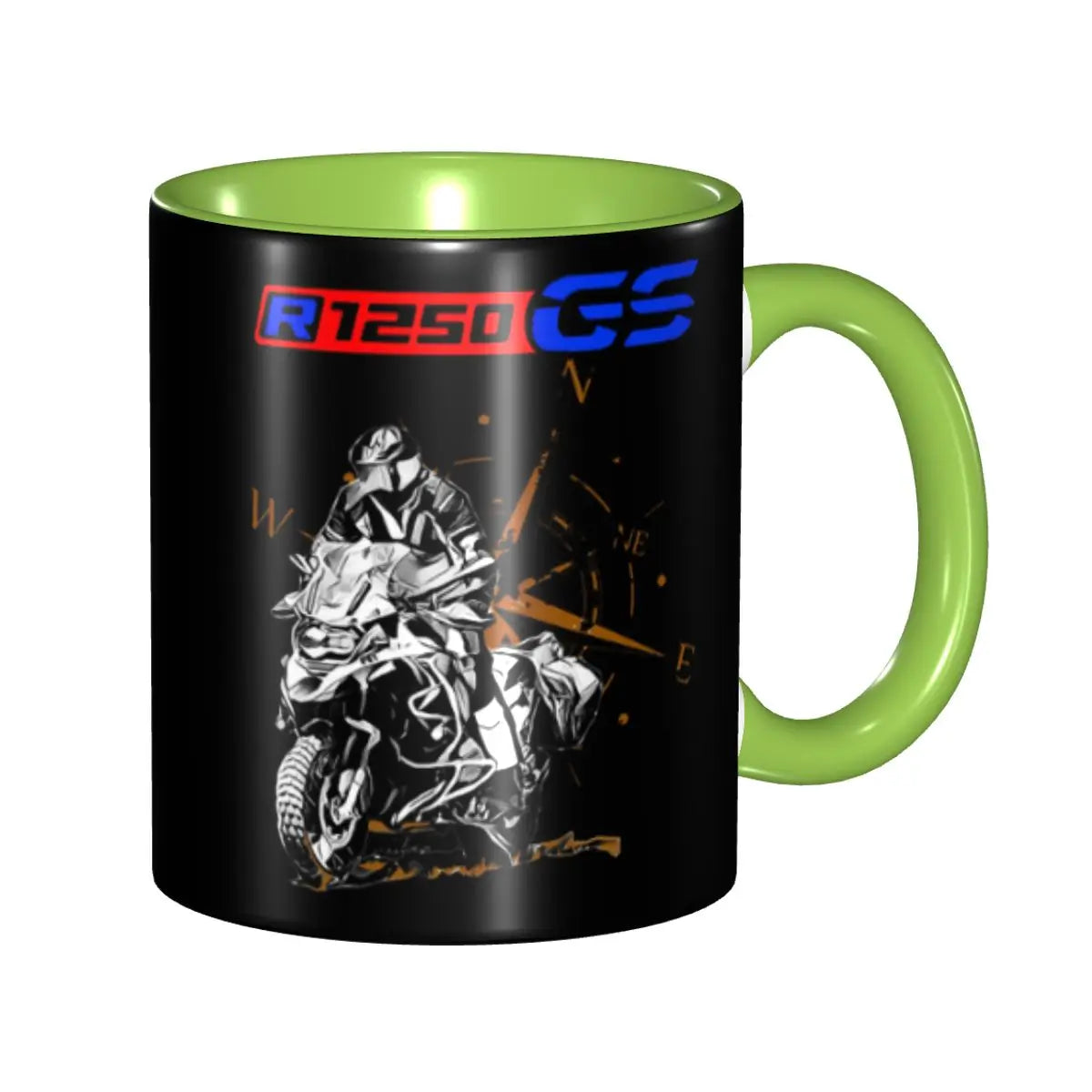 Adventure Motorcycle Ceramic Coffee Mug – Two-Tone Biker Gift Cup 330ml
