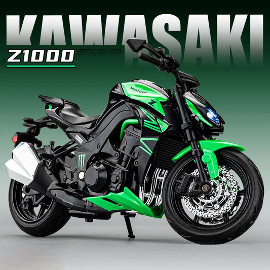1:12 Scale Die-Cast Motorcycle Model – Z1000 Alloy Toy with Sound & Light