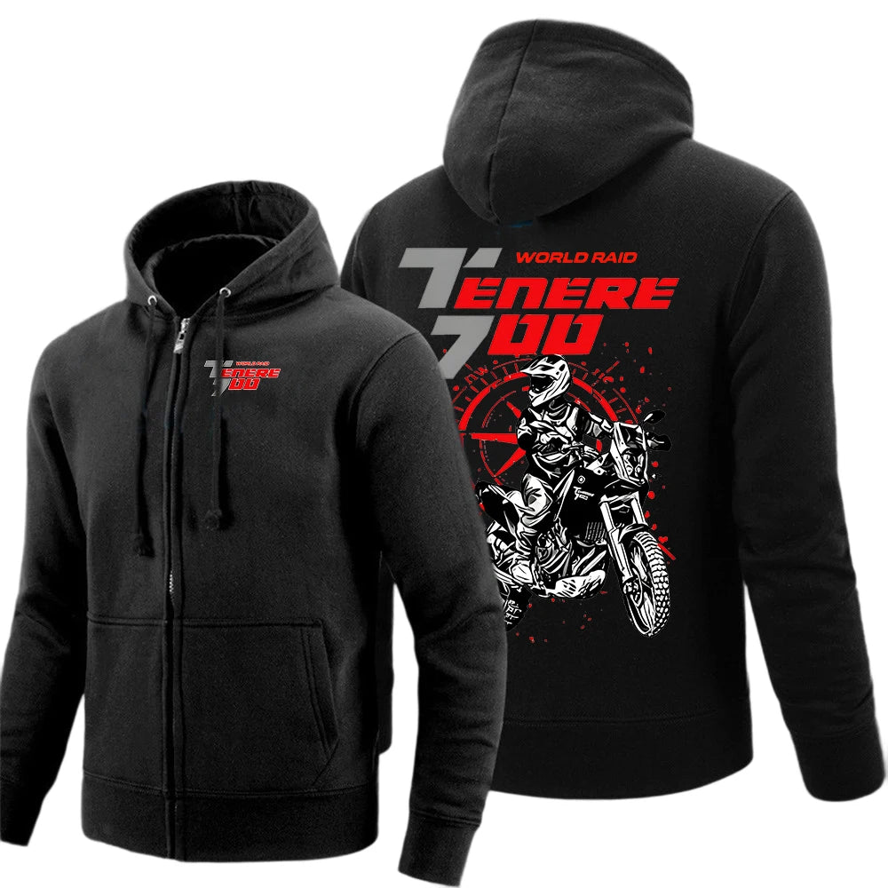 Men's Motorcycle Rider Hoodie Jacket – Spring & Autumn Zip-Up Sweatshirt