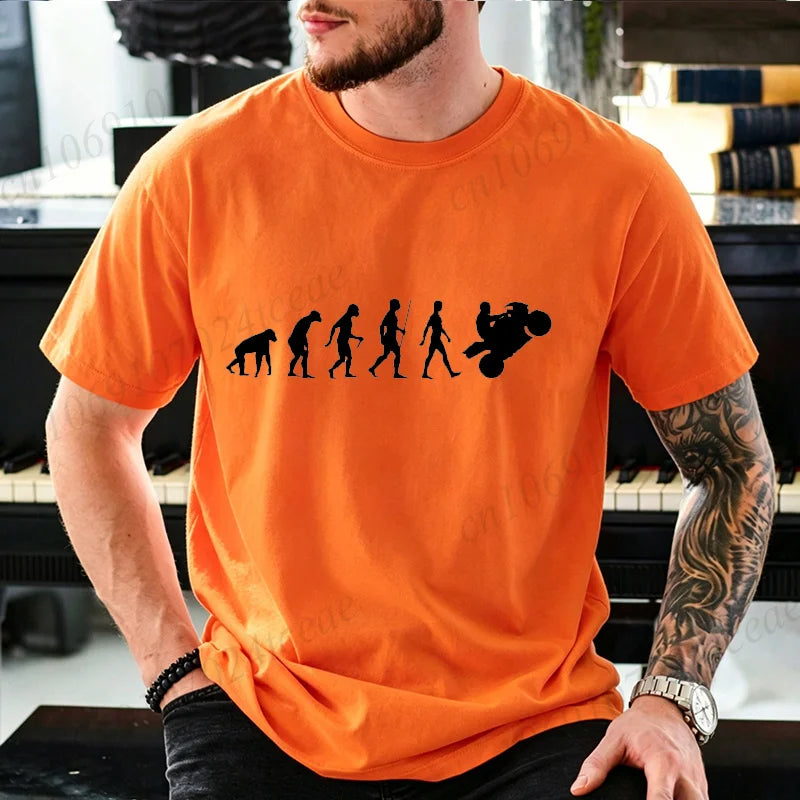 Motocross Graphic T-Shirt – Human Evolution Dirt Bike Rider, 11 Designs