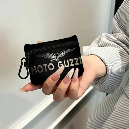 Motorcycle Logo Oxford Mini Coin Purse – Zipper Hanging Storage Pouch