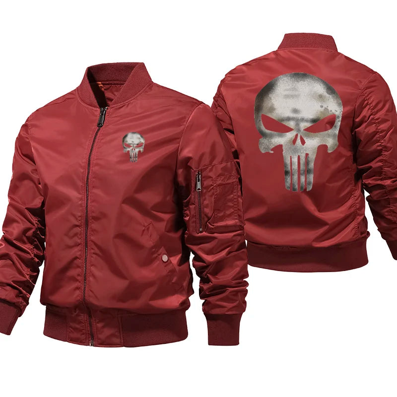 Skull Print Pilot Bomber Jacket – Men's MA-1 Flight Coat