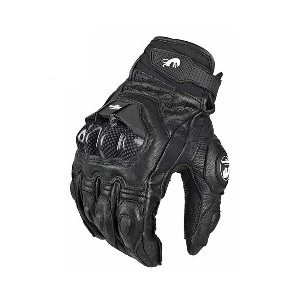 Genuine Leather Motorcycle Racing Gloves – Carbon Knuckle Protection