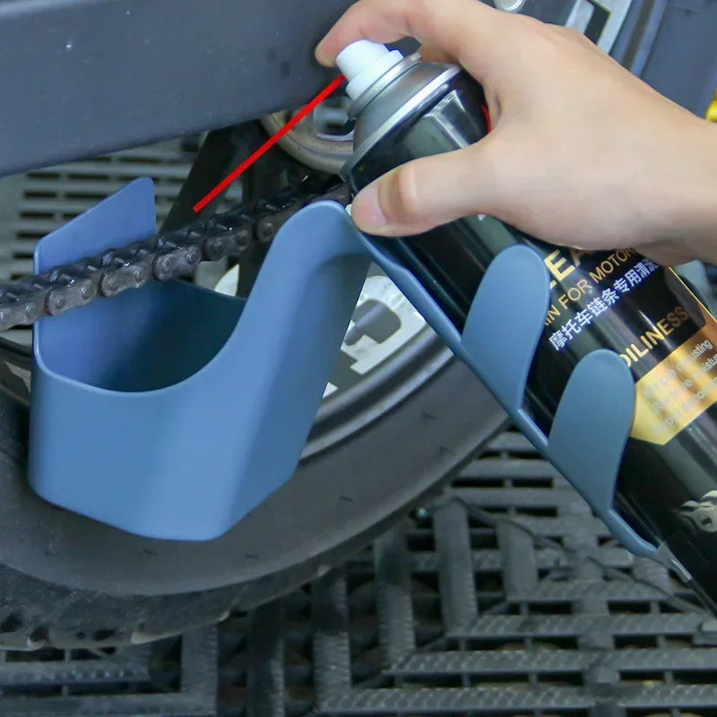 Motorcycle Chain Cleaning Tool Set – Anti-Splash Guard, Oil Storage Box & Chain Cleaner