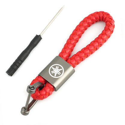 Motorcycle Braided Rope Keychain – Metal Keyring for Riders