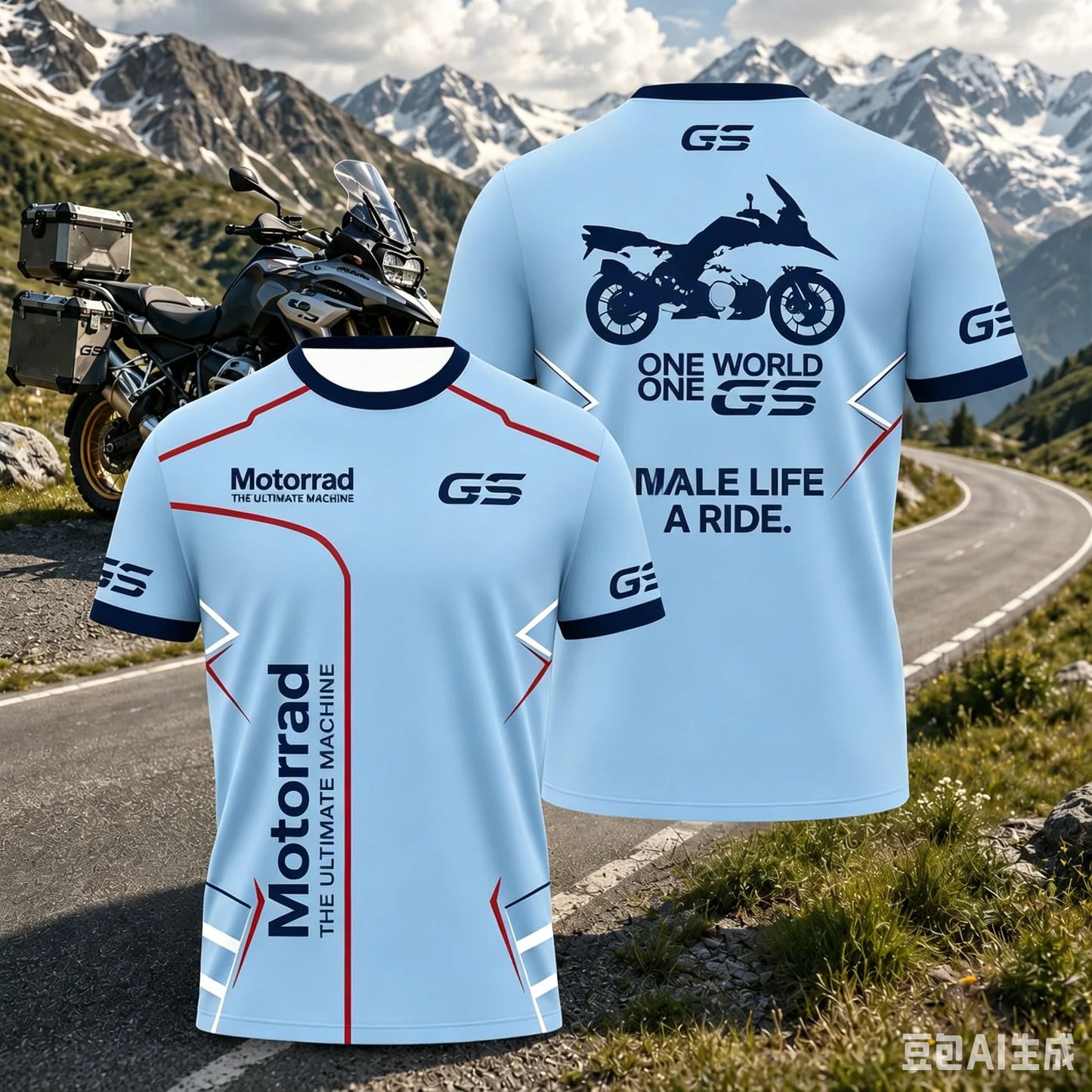Men's Motorcycle Silhouette Graphic T-Shirt – Breathable Sportswear Tee