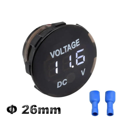Round LED Digital Voltmeter DC 12V 24V – Panel Voltage Gauge 26mm