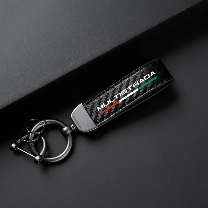Carbon Fiber Motorcycle Keychain – Multistrada Strap Key Pendant