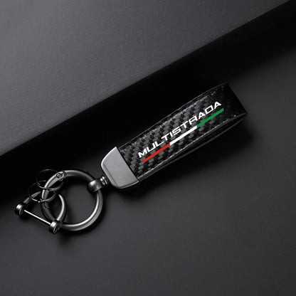 Carbon Fiber Motorcycle Keychain – Multistrada Strap Key Pendant