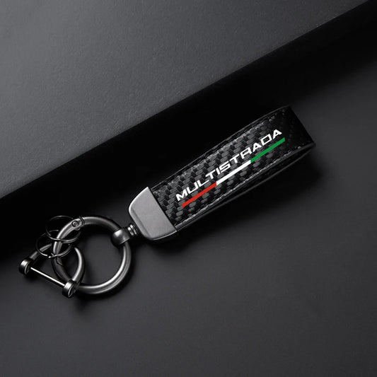 Carbon Fiber Motorcycle Keychain – Multistrada Strap Key Pendant