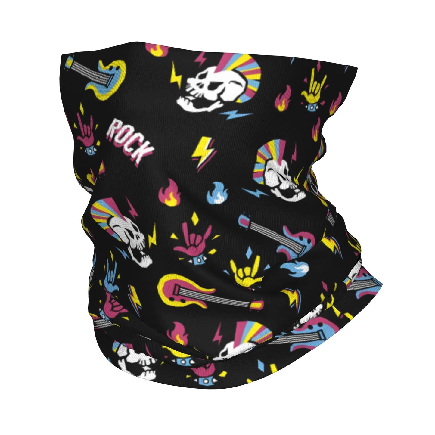 Rock & Skull Graphic Tube Bandana Neck Gaiter – Unisex Face Cover & Balaclava | 24 Designs