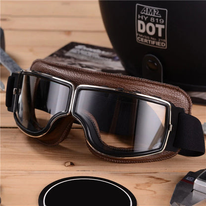 Retro Leather Motorcycle Goggles – Vintage Windproof Riding Glasses