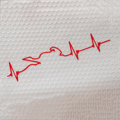 Motorcycle Heartbeat Line Sticker — Waterproof PVC, 16 Colors, Reflective Options
