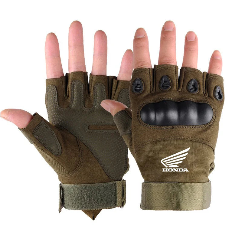 Tactical Motorcycle Half Finger Gloves – Leather Riding & Climbing Gloves (2-Pack)