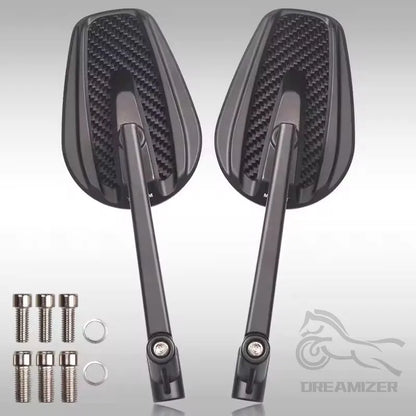 Specchietti retrovisori grandangolari per moto — Motivo fibra di carbonio | Orientabili a 360° | 8 mm e 10 mm | Coppia