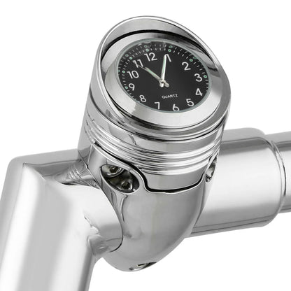 Chrome Handlebar Mount Clock — Billet Aluminum, 1-1/4" Fit