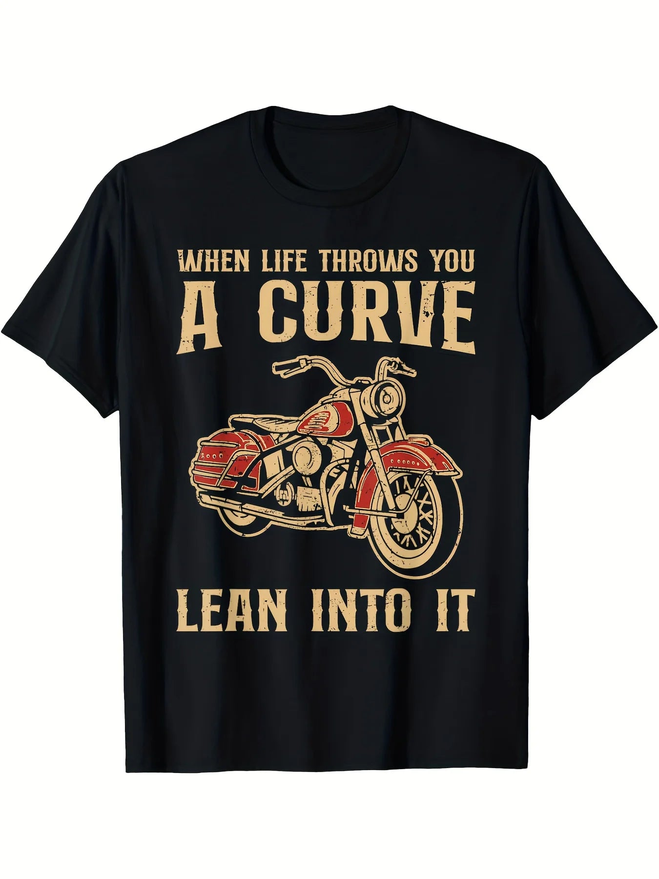 "When Life Throws You A Curve" Motorcycle T-Shirt – 100% Cotton Biker Tee