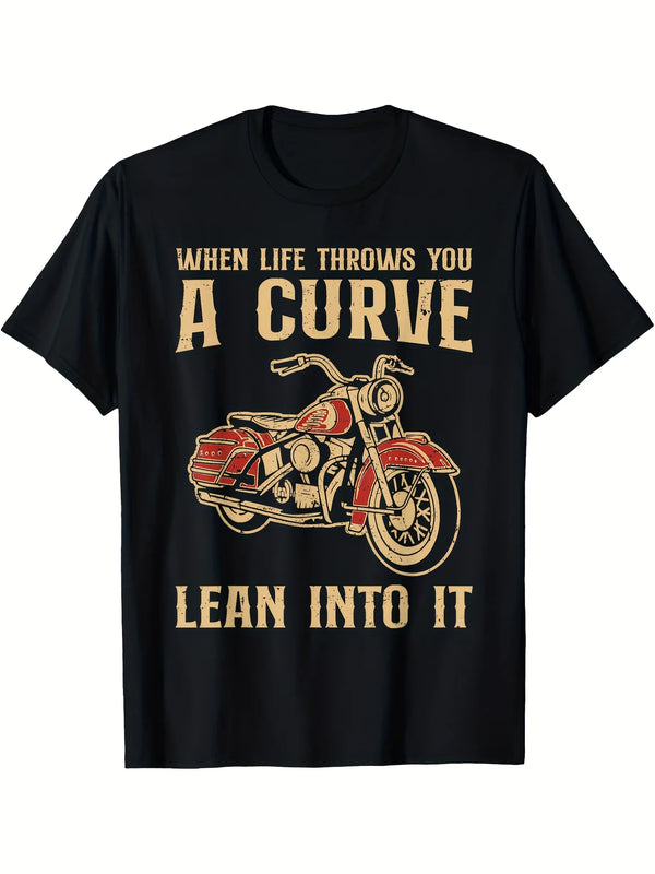 "When Life Throws You A Curve" Motorcycle T-Shirt – 100% Cotton Biker Tee