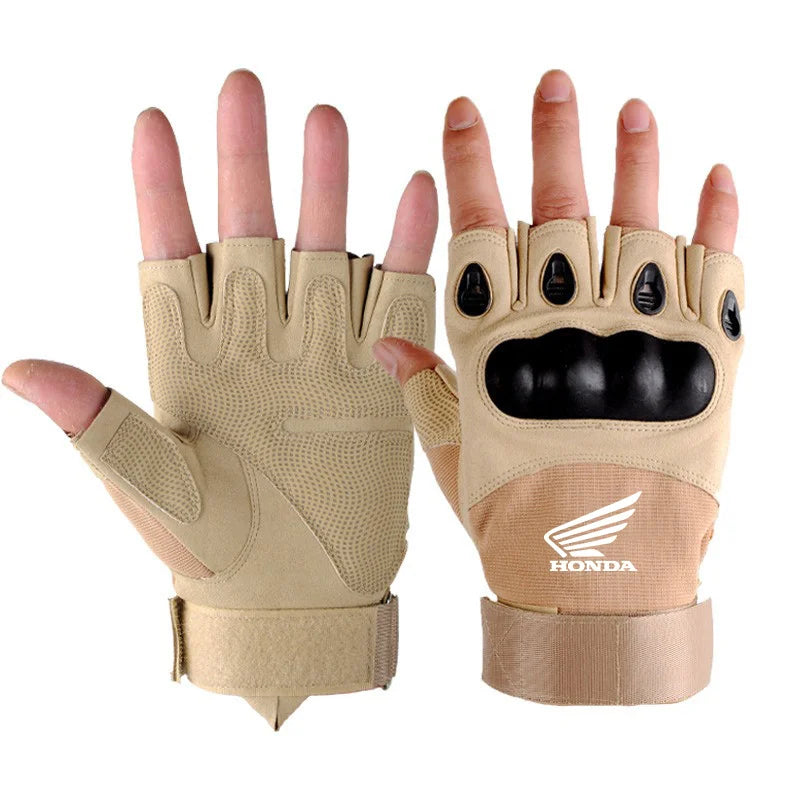 Tactical Motorcycle Half Finger Gloves – Leather Riding & Climbing Gloves (2-Pack)