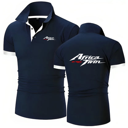 Men's Motorcycle Graphic Short Sleeve Polo Shirt