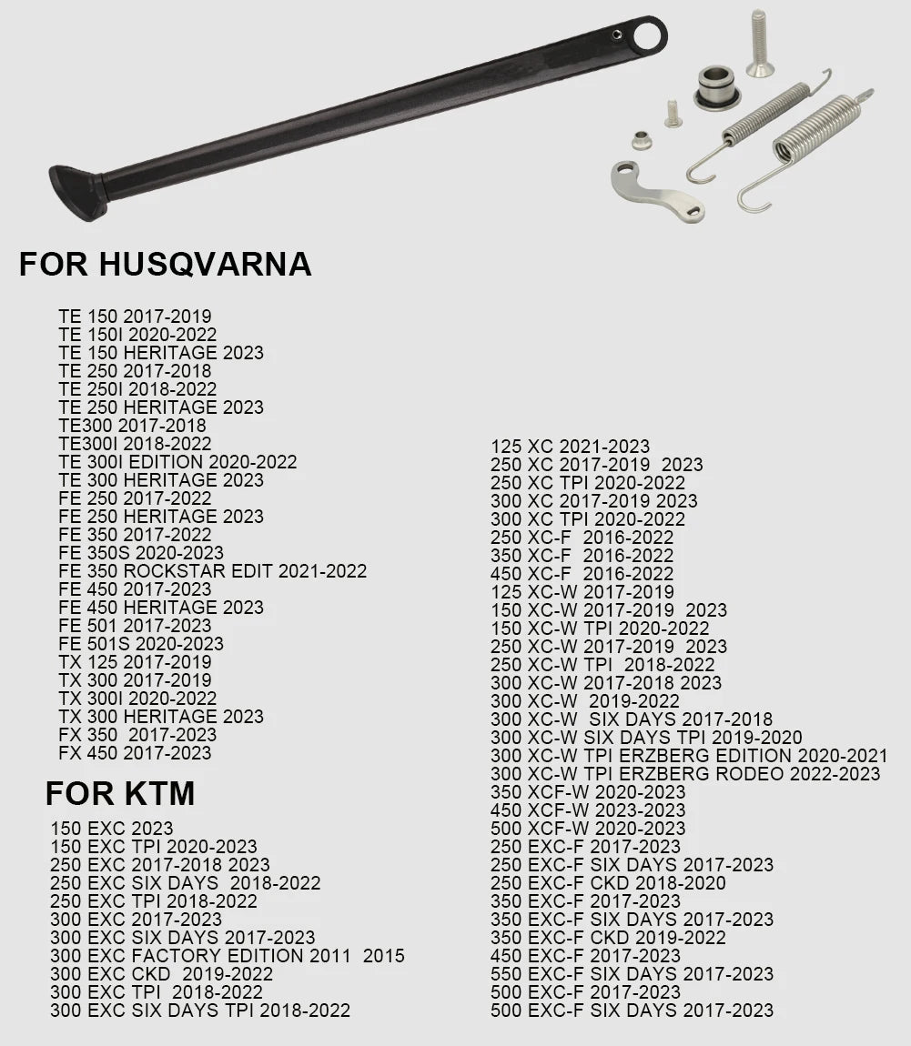 CNC Aluminum Enduro Kickstand with Spring Kit – XC / EXC / XCW | 2 Styles, 4 Colors