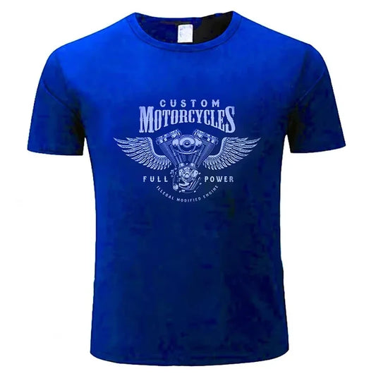 Custom Motorcycles Full Power Graphic T-Shirt – Winged V-Twin Engine Tee