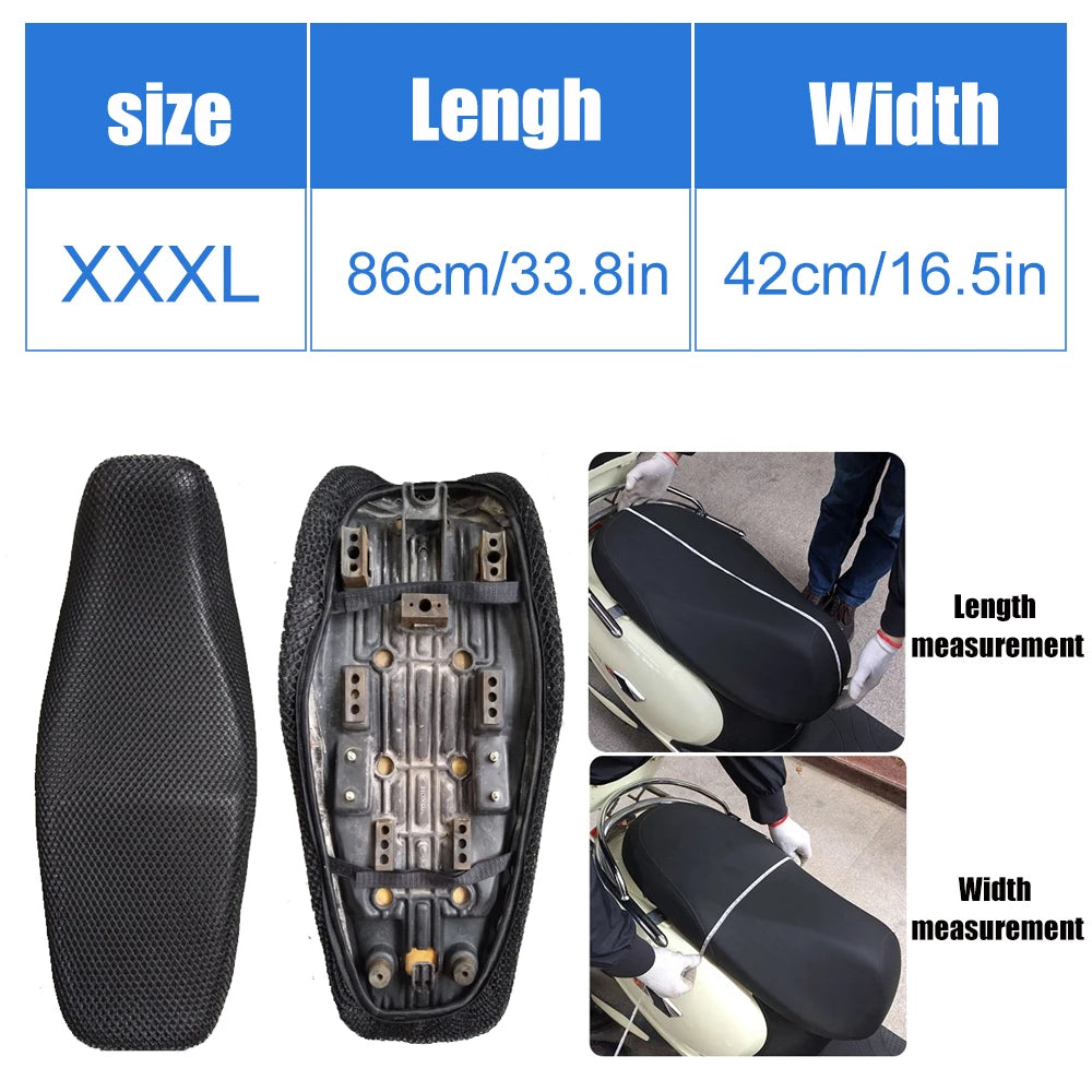 3D Mesh Motorcycle Seat Cover – Breathable Anti-Slip Cushion S-6XL