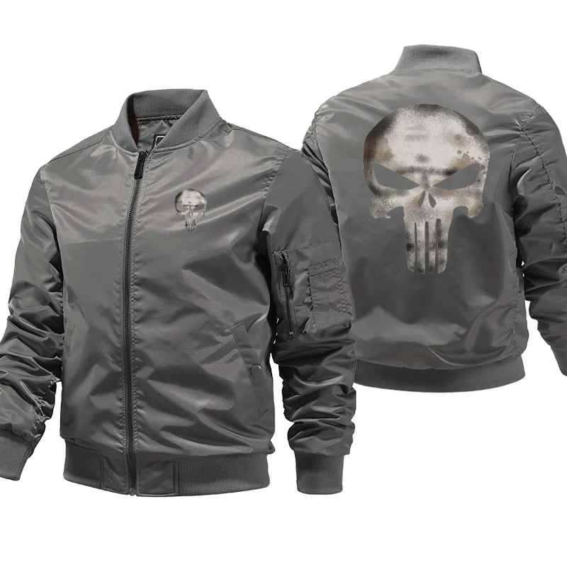 Skull Print Pilot Bomber Jacket – Men's MA-1 Flight Coat