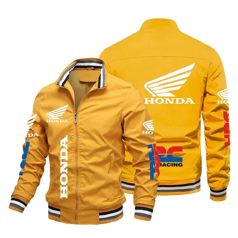 Motorcycle Pattern Bomber Jacket – Casual Sport Baseball Jacket for Men