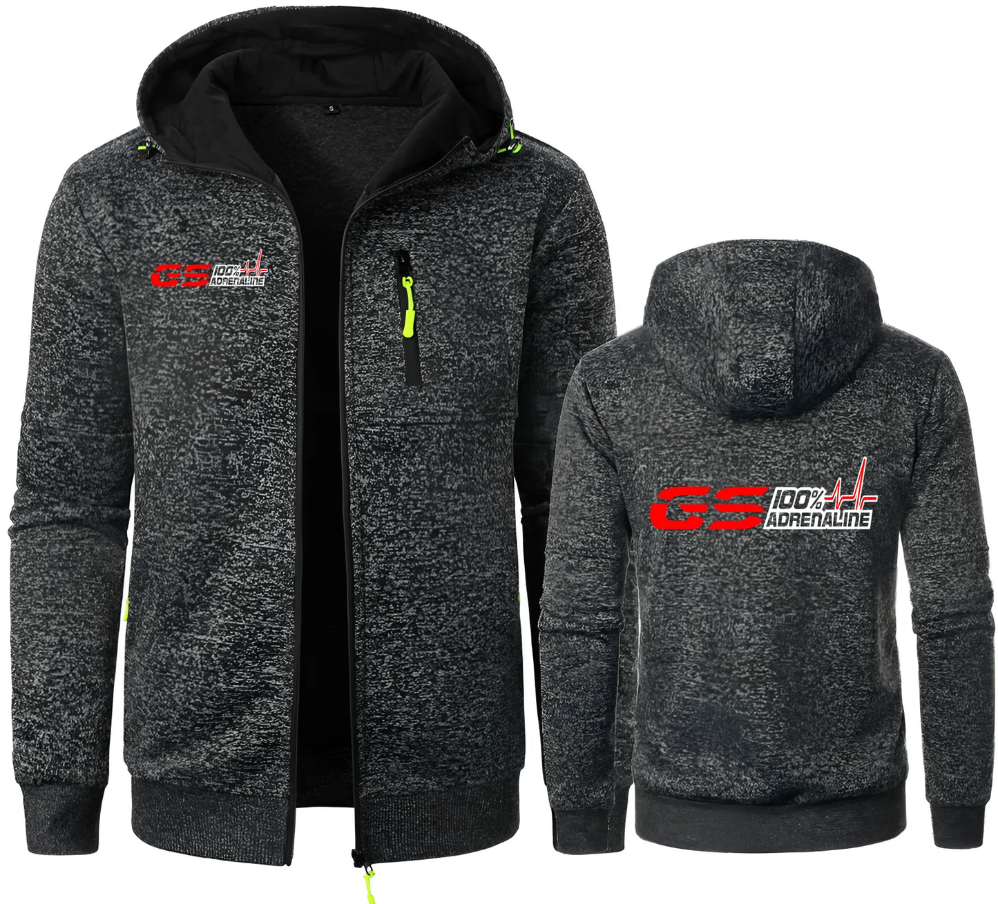 Moto Biker Fleece Zip Hoodie – Full-Zip Rider Sweatshirt Jacket