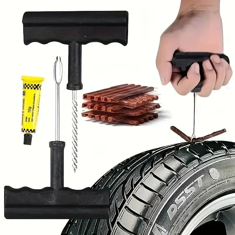 Kit de réparation de pneus tubeless pour moto – Jeu de 6 mèches anti-crevaison