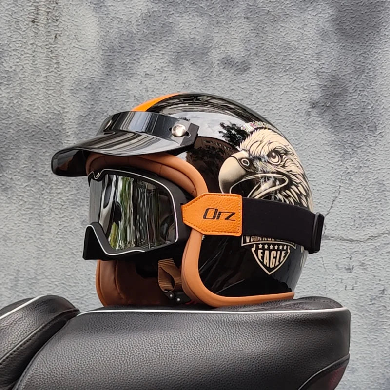 Retro 3/4 Open Face Motorcycle Helmet – DOT Certified | Unisex
