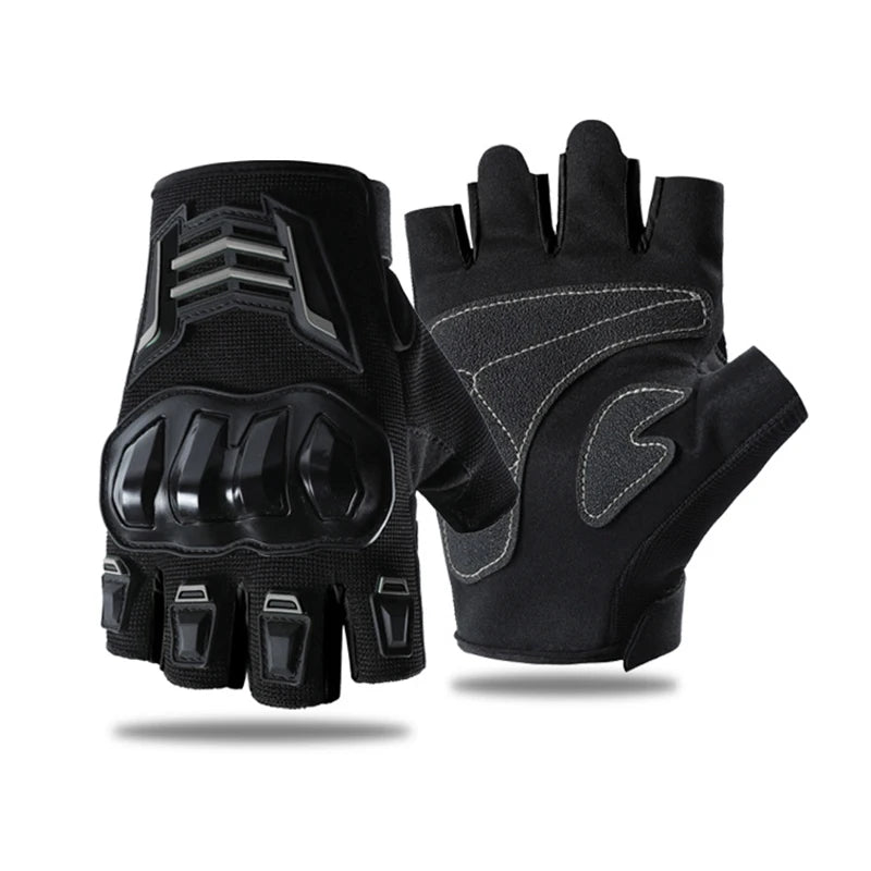 Gants d’été demi-doigts pour moto — Respirants | Résistants aux chutes | Unisexes | M–XL | 3 couleurs