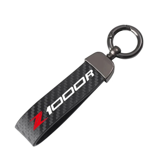 Carbon Fiber Motorcycle Keychain – Premium Leather Strap Key Ring